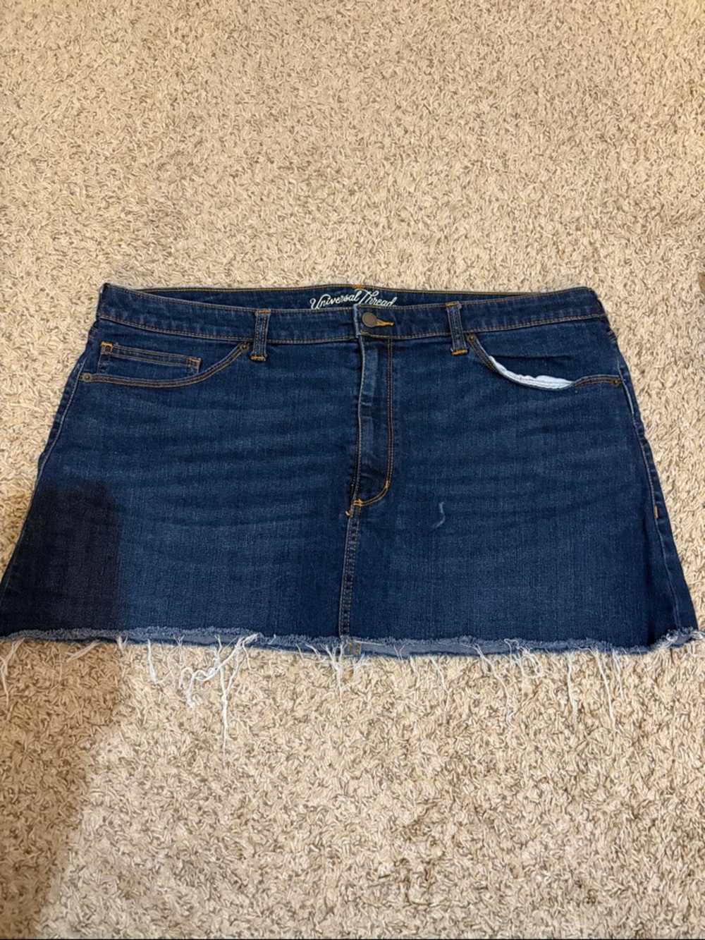Universal Thread Dark Indigo Frayed Hem Denim Mini Skirt